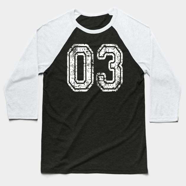 Number 03 Grungy in white Baseball T-Shirt by Sterling